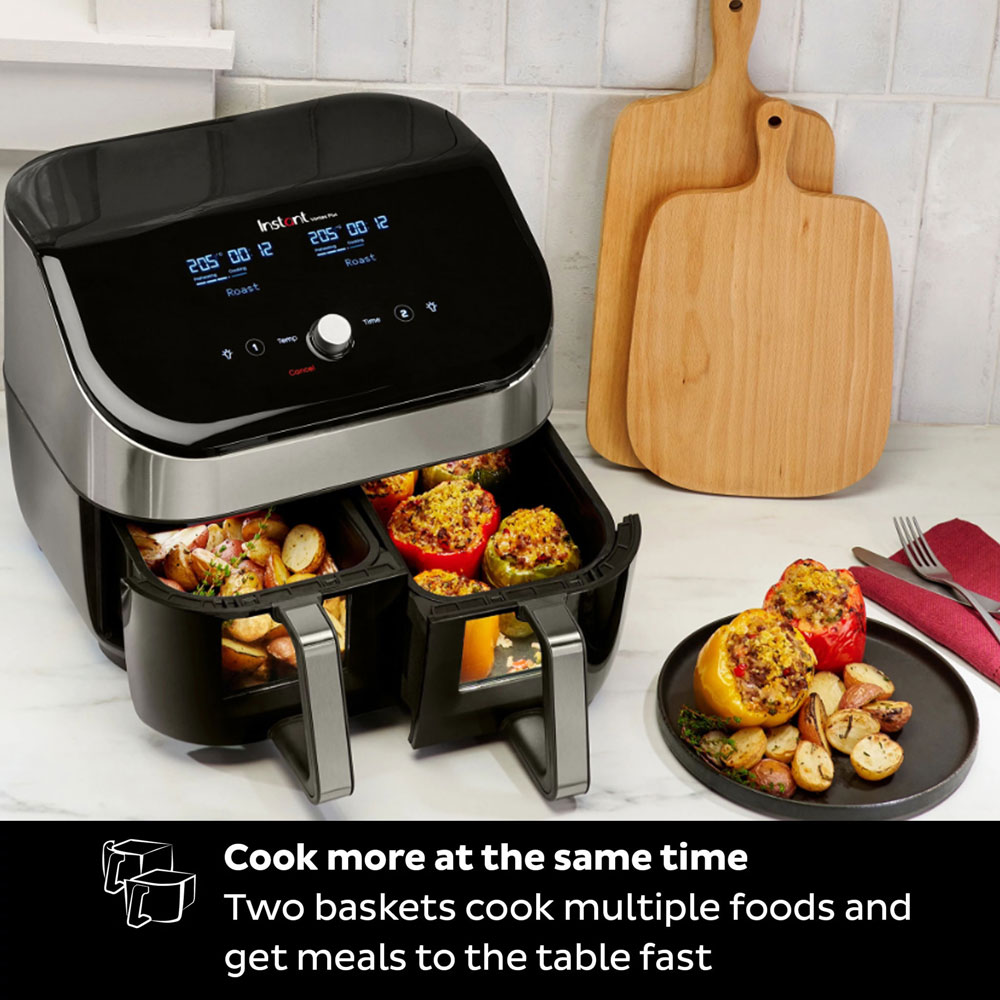 Instant Dual Drawer 8-in-1 Air Fryer with ClearCook Stainless Steel